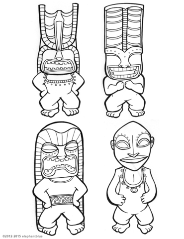 Tiki Gods Coloring Page